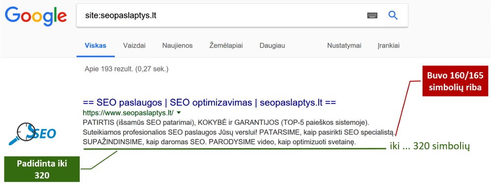 Puslapio META aprašymo atnaujinimas