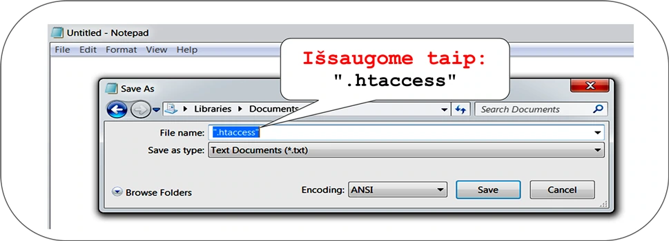 Kaip sukurti htaccess failą