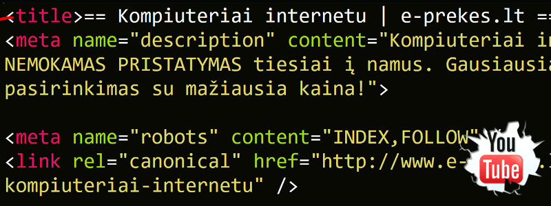 Geras vidinės optimizacijos puslapio pavyzdys