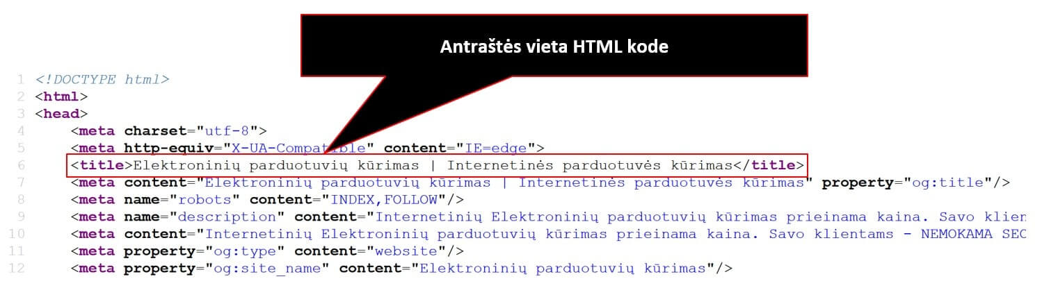 ANTRAŠTĖ HTML KODE